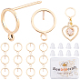 20 pièces de boucles d'oreilles en laiton, sans cadmium et sans nickel et sans plomb, rond, avec boucle horizontale, avec 20 écrous d'oreille en plastique