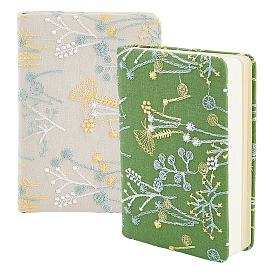 2 pièces 2 carnet à fleurs brodées en tissu de différentes couleurs, rectangle