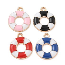 Alloy Enamel Pendants, Light Gold, Cadmium Free & Lead Free, Swim Ring Charm