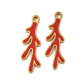 304 нержавеющей стальной эмали подвески, подвески из коралловых веток, ионное покрытие (ip), реальный 18 k позолоченный