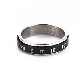Roman Numerals Finger Ring, 201 Stainless Steel & Alloy Flat Ring for Men Women, Cadmium Free & Lead Free