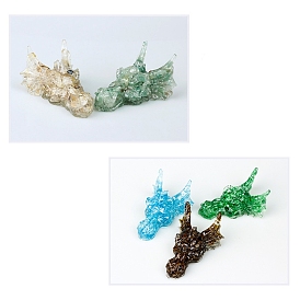 Dragon Resin with Natural Mixed Gemstone Chips Inside Display Decorations, Figurine Home Decoration