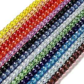 Transparent Glass Beads Strands, Faceted, Barrel