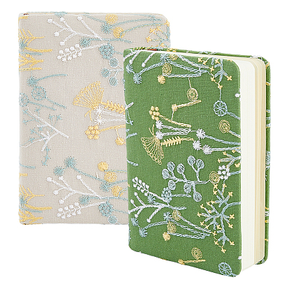 2 pièces 2 carnet à fleurs brodées en tissu de différentes couleurs, rectangle