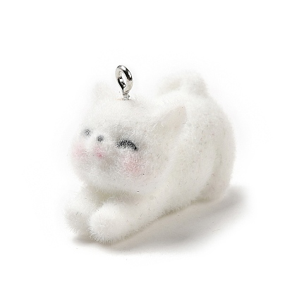 Кулоны из флокированной смолы, кошка, с железной платиной петлей