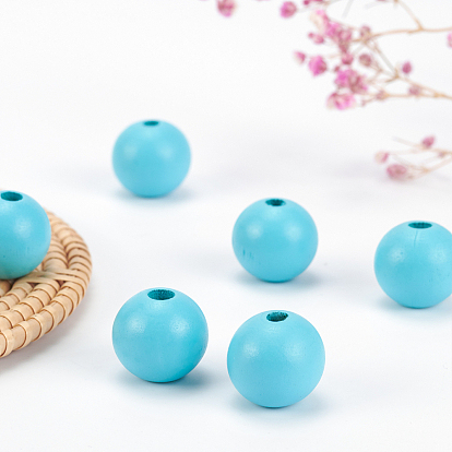 Olycraft Painted Natural Wood Beads, Round