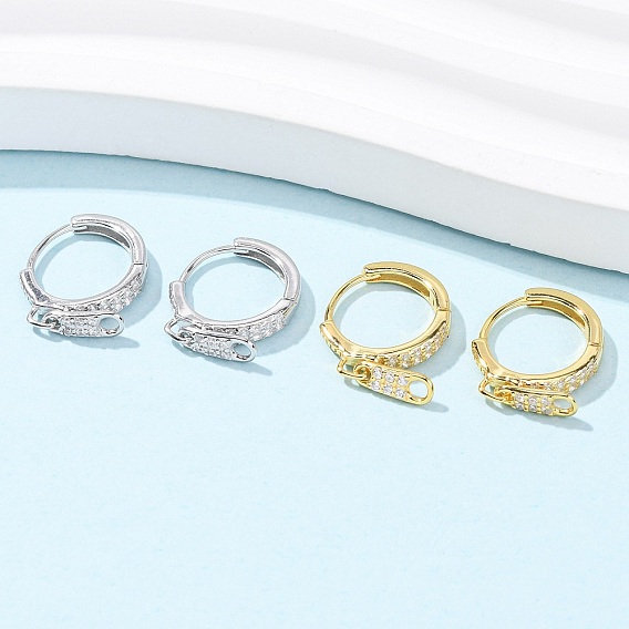 Застежка-молния 925 серьги-кольца из стерлингового серебра с микропаве из прозрачных кубических цирконий