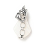 Natural White Shell Pendants, Teardrop Charm, with Stainless Steel Color Plated 304 Stainless Steel  Dolphin Findings and Jump Ring