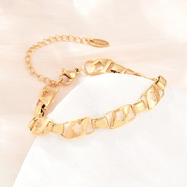 304 женские браслеты-цепочки со звеньями из нержавеющей стали, цветок, ионное покрытие (ip), долговечный