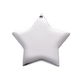 304 Stainless Steel Pendants, Stamping Blank Tag, Star
