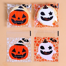 Halloween Theme Plastic Cookies Bags, Self Seal Bags for Biscuit, Square