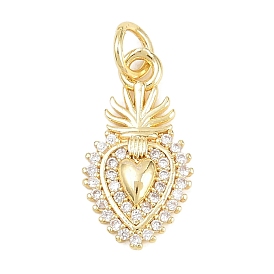 Подвески из латуни с микро-паве ко Дню святого Валентина, прозрачные циркониевые подвески, чары священного сердца, без кадмия и без свинца