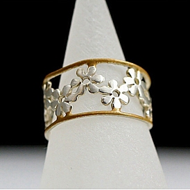 Открытые кольца-манжеты из сплава для женщин, полые цветок
