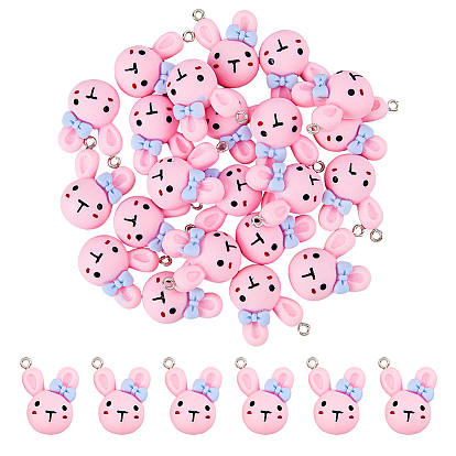 30подвески из непрозрачной смолы, Подвески в виде головы кролика с петлями из платинового железа