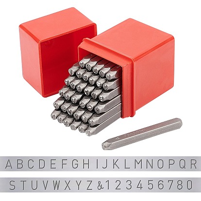 Набор штампов железной печати, для тиснения металла, дерево, Пластиковый, кожа, Больше, включая буквы a ~ z, амперсанд и цифру 0~9