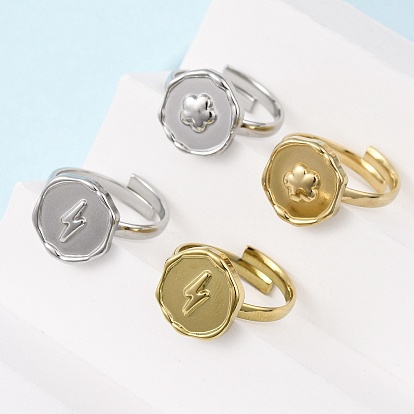 304 из нержавеющей стали Манжета кольца для женщин, плоско-круглые, ионное покрытие (ip)