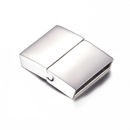304 Stainless Steel Magnetic Clasps with Glue-in Ends, Ion Plating (IP), Rectangle