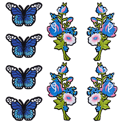 16 шт. полиэстеровые заплатки для одежды, цветок, бабочка