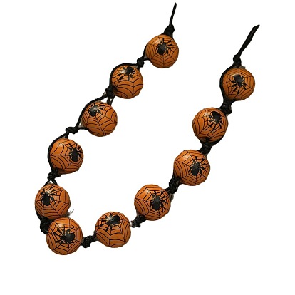 Halloween Pumpkin Spider Handmade Beaded Wood Bead Necklace - European and American Style