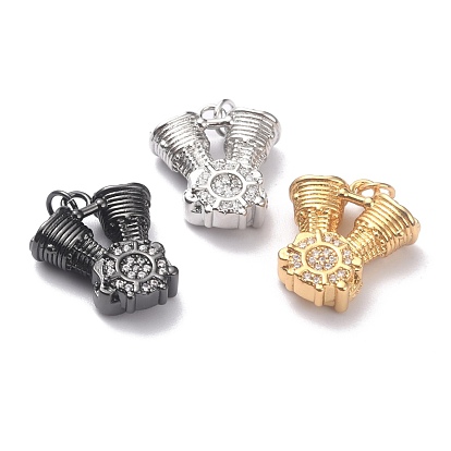 Brass Micro Pave Cubic Zirconia Pendants, Long-Lasting Plated