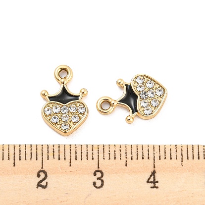 UV Plating Alloy Enamel Pendants, with Crystal Rhinestone, Heart with Crown Charms