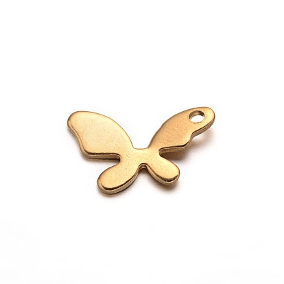 Butterfly 304 Stainless Steel Charms, 9x14x1mm, Hole: 1mm
