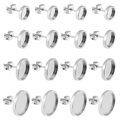 40 шт. 4 размер 304 параметры серьги-гвоздики из нержавеющей стали, плоско-круглые, с ушными гайками 40 шт.