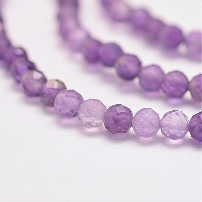 Natural Amethyst Bead Strands, Faceted, Round