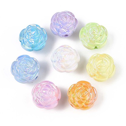 Непрозрачные акриловые бусины с УФ-покрытием, радужный, роза