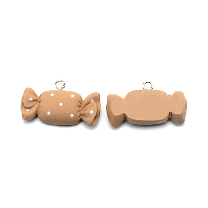 Resin Pendants, Imitation Food, with Iron Loop, Candy