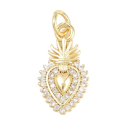 Подвески из латуни с микро-паве ко Дню святого Валентина, прозрачные циркониевые подвески, чары священного сердца, без кадмия и без свинца