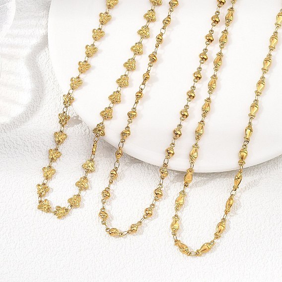 304 Цепочка из нержавеющей стали в форме бабочки, рыбы и раковины для женщин, золотые