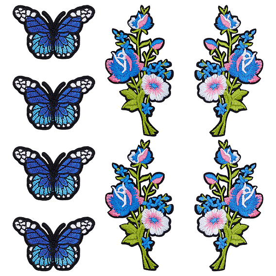 16 шт. полиэстеровые заплатки для одежды, цветок, бабочка