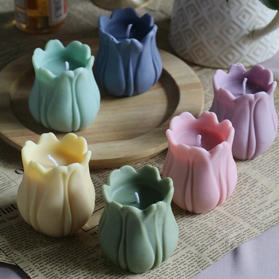 3D Tulip Flower DIY Food Grade Silicone Candle Molds, Aromatherapy Candle Moulds, Scented Candle Making Molds