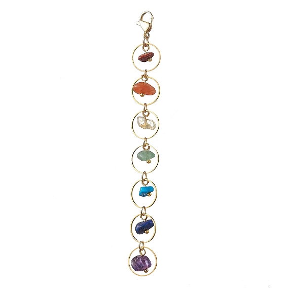 Natural & Synthetic Gemstone Pendant Decorations, with 304 Stainless Steel Lobster Claw Clasps
