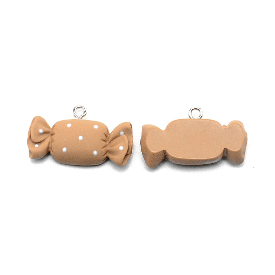 Resin Pendants, Imitation Food, with Iron Loop, Candy