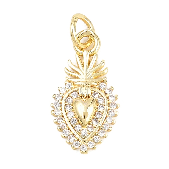 Подвески из латуни с микро-паве ко Дню святого Валентина, прозрачные циркониевые подвески, чары священного сердца, без кадмия и без свинца