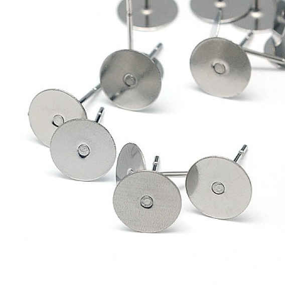 304 Stainless Steel Stud Earring Findings, 12x8mm, Pin: 0.7mm