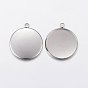 Ion Plating(IP) 304 Stainless Steel Pendant Cabochon Settings, Plain Edge Bezel Cups, Flat Round