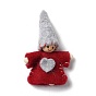 Handmade Wool Felting Ornament Accessories, Felt Craft, with Wood Beads and Cotton Thread, Gnome/Dwarf