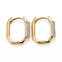 Серьги-кольца из латуни с микропаве из прозрачного кубического циркония, долговечный, многоугольник