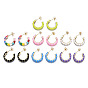 Brass Enamel Half Hoop Earrings, with Ear Nuts, Nickel Free, Letter C Shape, Real 16K Gold Plated
