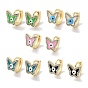 Boucles d'oreilles créoles papillon en laiton, micro pavé, zircone cubique transparente, boucles d'oreilles en émail mauvais œil pour femmes, or