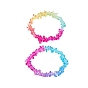 Женские эластичные браслеты цвета радуги со стеклянной крошкой и бисером