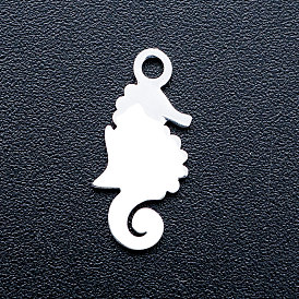 201 Stainless Steel Pendants, Stamping Blank Tag Charms, Sea Horse