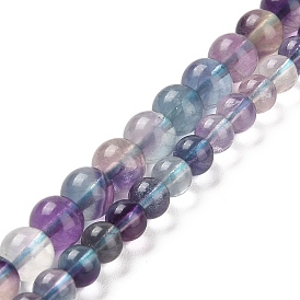 Natural Fluorite Beads Strands, Grade AA, Round