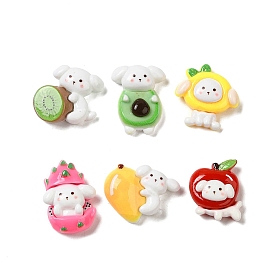 Opaque Resin Fruit Cabochons, Cartoon Dog Cabochons, for Jewelry Making