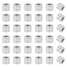 30Pcs 304 Stainless Steel Beads, with Polymer Clay Rhinestone, Column