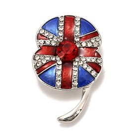 Alloy Brooches, with Rhinestone and Enamel, Flower