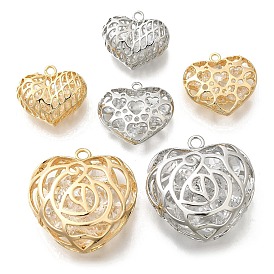 Латунь с кубическим цирконием подвеской, без кадмия, без никеля и без свинца, полые прелести сердца